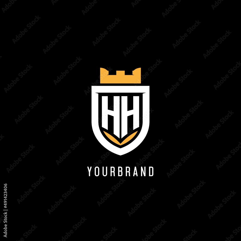 Initial HH logo with shield, esport gaming logo monogram style Stock ...