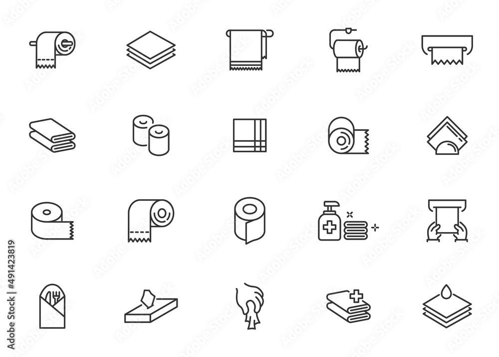 Paper towel toilet line icon napkin hand gygiene. Towel bathroom vector restroom dispenser sanitary textile toilet paper Paper towel toilet line icon napkin hand gygiene. Towel bathroom vector restroom dispenser sanitary textile toilet paper