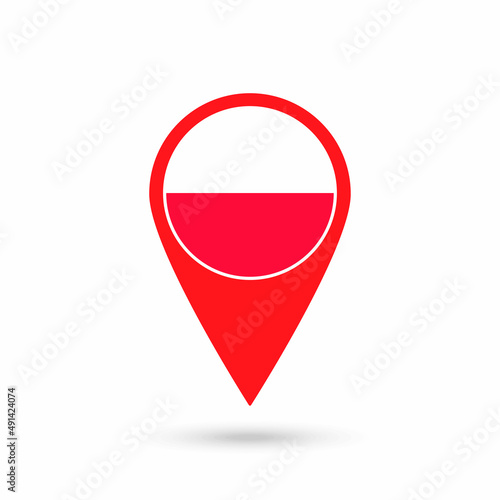 Map pointer with contry Poland. Poland flag. Vector illustration.