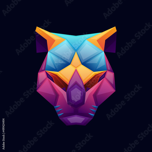 Colorful head animal phanter design vector photo