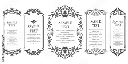 春の植物モチーフのフレームセット。ビンテージフラワー。装飾デザイン。流行りのあしらい