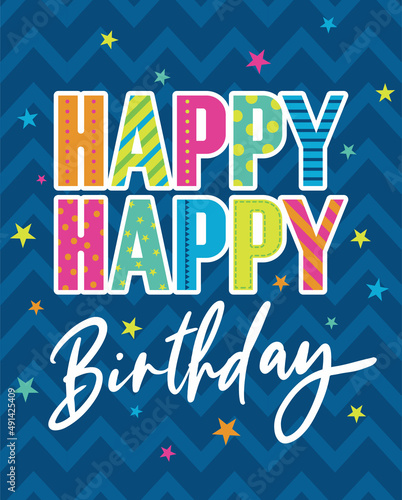 birthday greeting card with blue chevron background