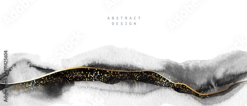 Grey, white, black watercolor fluid painting vector background design.