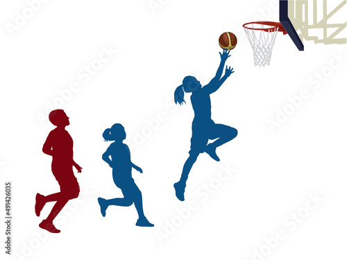 Girls basketball player silhouette