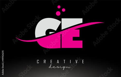 Wallpaper Mural GE G E white and pink Letter Logo with Swoosh and dots. Torontodigital.ca