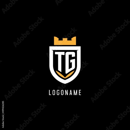 Initial TG logo with shield, esport gaming logo monogram style