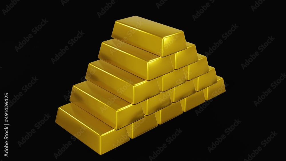 3D rendering fine Gold bar on black background 3D rendering fine Gold bar on black background