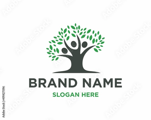 People tree shape nature logo design - psychology vector - people vector -  tree icon