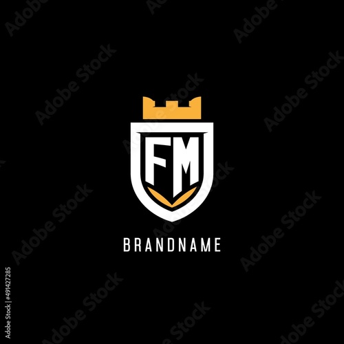 Initial FM logo with shield, esport gaming logo monogram style