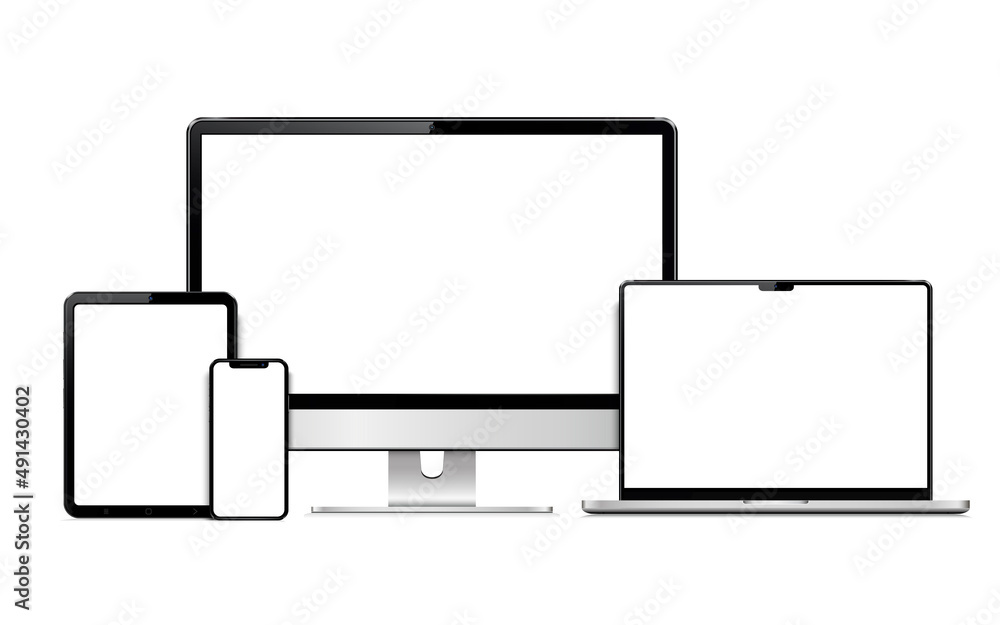 Responsive web design computer display, laptop, tablet pc with smartphone Responsive web design computer display, laptop, tablet pc with smartphone