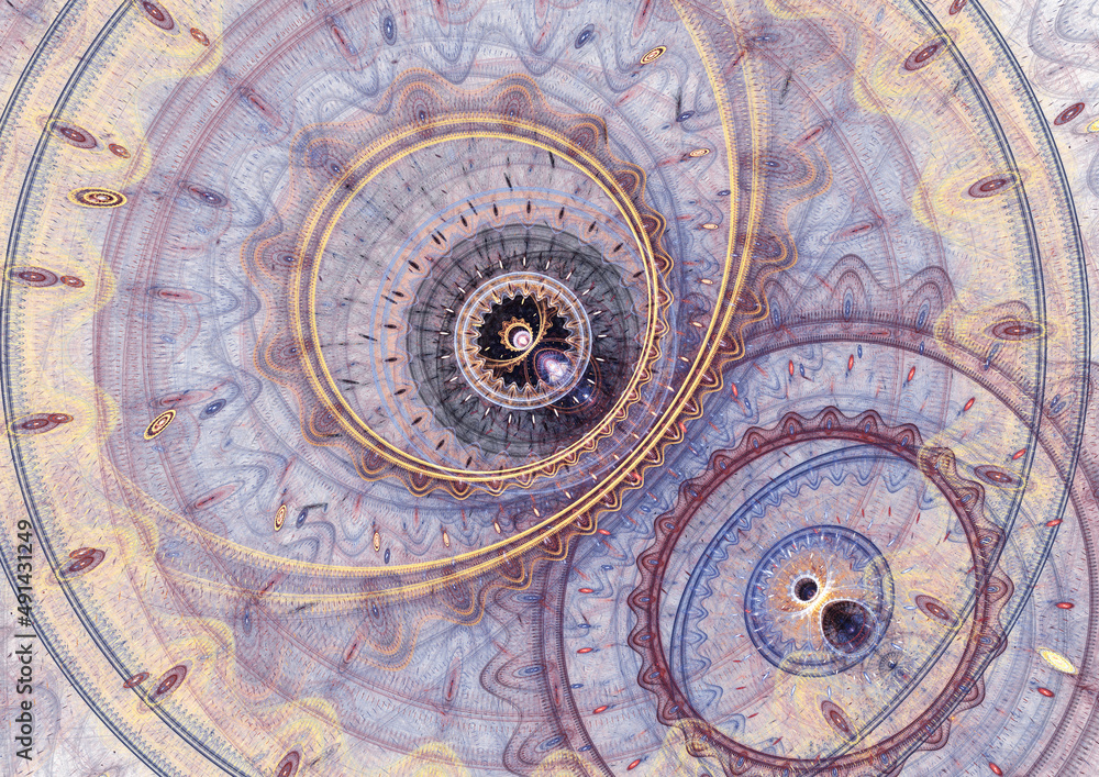 Abstract mechanical fractal, time and steampunk background