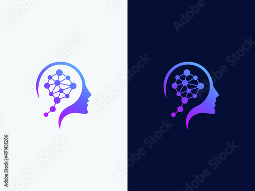 Brain Tech logo and human head logo