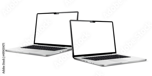 Two laptops with blank screen mock up