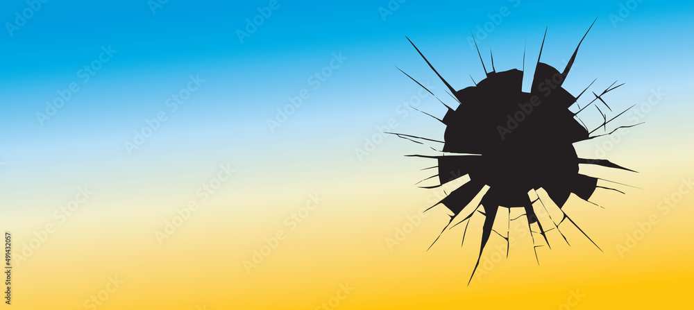 Broken glass in the colors of the Ukrainian flag Broken glass in the colors of the Ukrainian flag