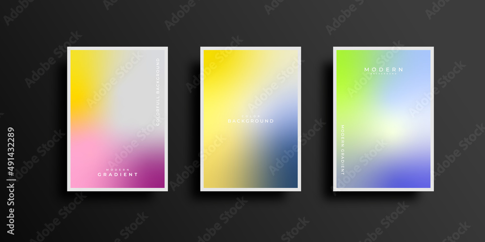 Set of covers design with vibrant gradient background templates. Colorful modern gradient template collection	
