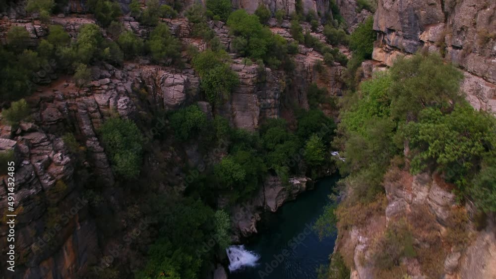 Aerial view of Beskonak Canyon Antalya - Drone fly close to the rock formations Aerial view of Beskonak Canyon Antalya - Drone fly close to the rock formations