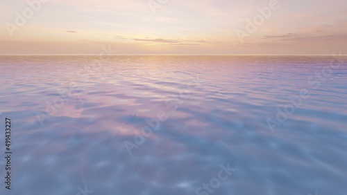 Beautiful seascape sunset on beach 3d render