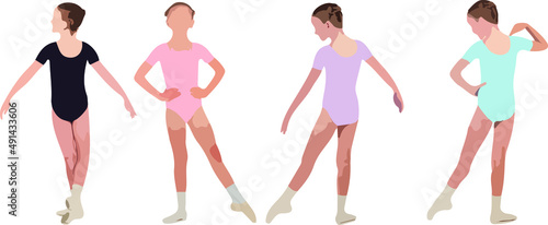 Vector silhouette of ladies, front, back, lateral, view perfect to include in your architecture projects, renders, sketches or plans.