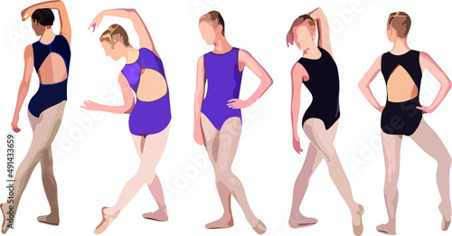 Vector silhouette of ladies, front, back, lateral, view perfect to include in your architecture projects, renders, sketches or plans.