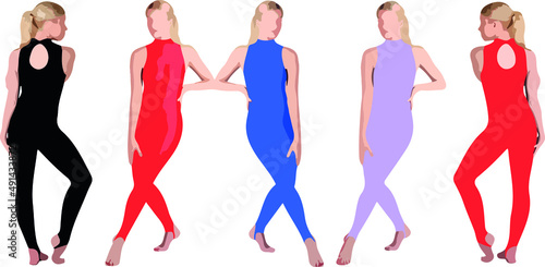 Vector silhouette of ladies, front, back, lateral, view perfect to include in your architecture projects, renders, sketches or plans.