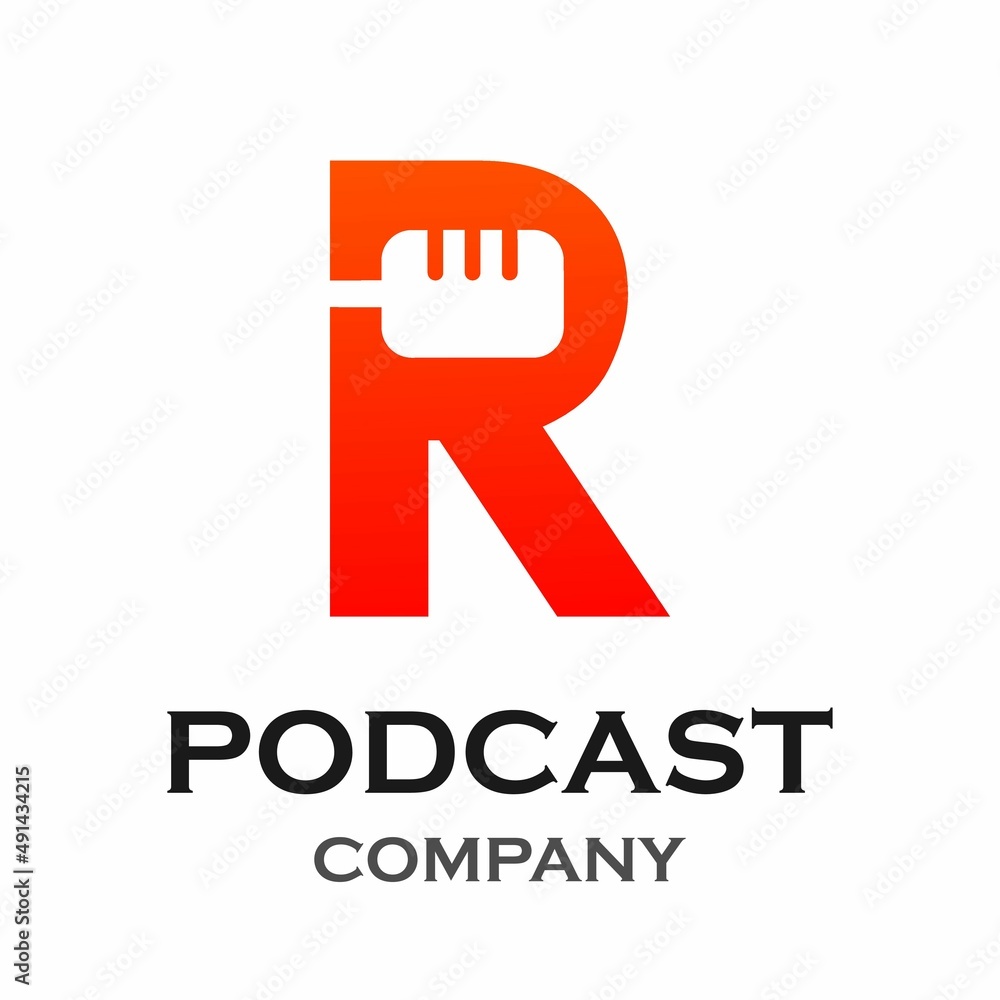 Letter r with podcast logo template illustration. suitable for podcasting, internet, brand, musical, digital, entertainment, studio etc Letter r with podcast logo template illustration. suitable for podcasting, internet, brand, musical, digital, entertainment, studio etc