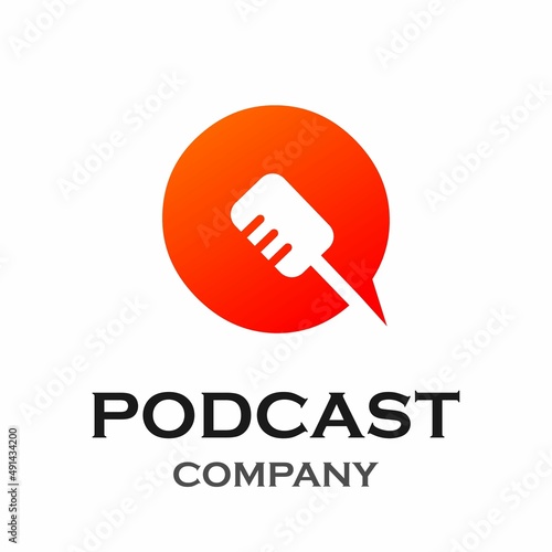 Letter q with podcast logo template illustration. suitable for podcasting, internet, brand, musical, digital, entertainment, studio etc