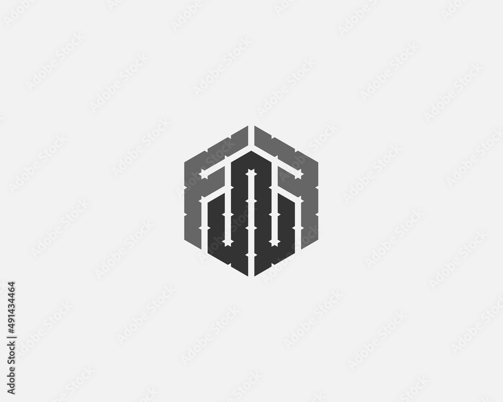 hexagonal geometric letter F W F vector logo design illustration hexagonal geometric letter F W F vector logo design illustration