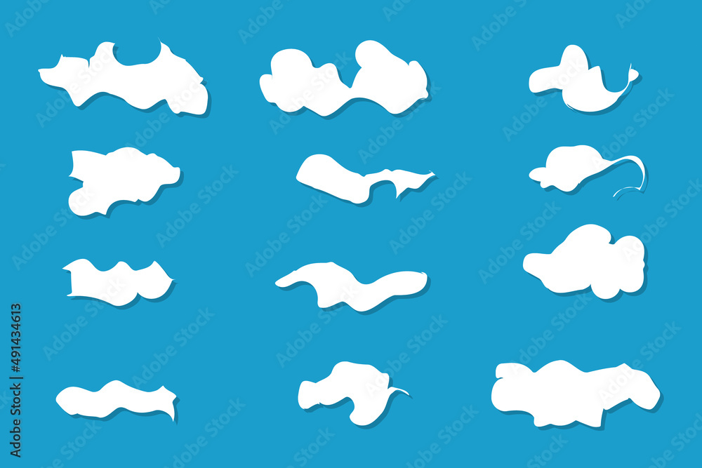 Clouds Isolated On Blue Background. Papter Cut. Vector Illustration Clouds Isolated On Blue Background. Papter Cut. Vector Illustration