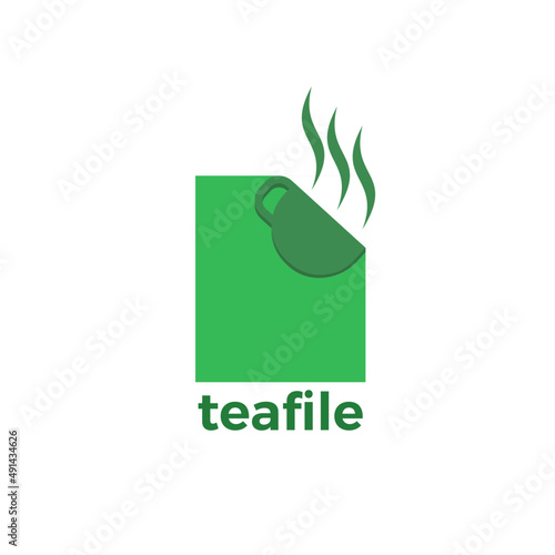 drink green tea file document Logo Icon. tea mark logo vector, file check icon vector photo