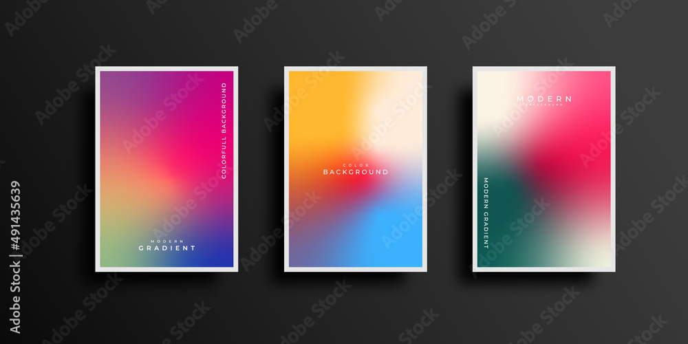 Set of covers design with vibrant gradient background templates. Colorful modern gradient template collection