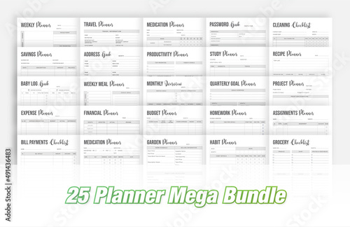 Printable Life & Business Planner Set. Minimalist planner pages templates, New Planners bundle template. Life & Business Planner Bundle. Planner Mega Bundle.