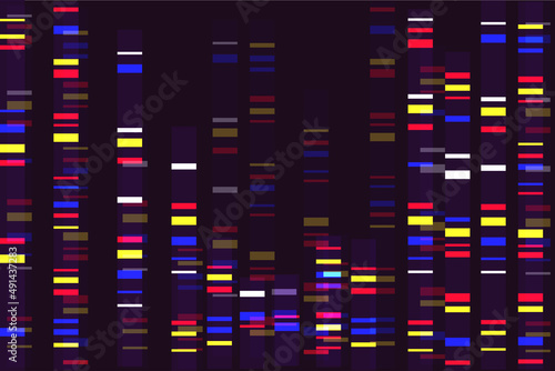 Genome sequencing map, infographic or DNA molecular test. Genetic sequencing technology concept
