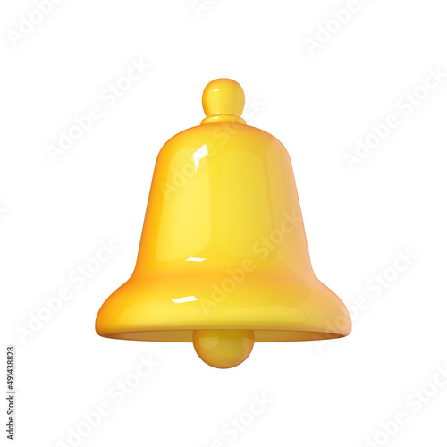 Yellow bell icon in cartoon 3d style. Bell notification. Icon in cartoon design isolated on white background. Vector illustration