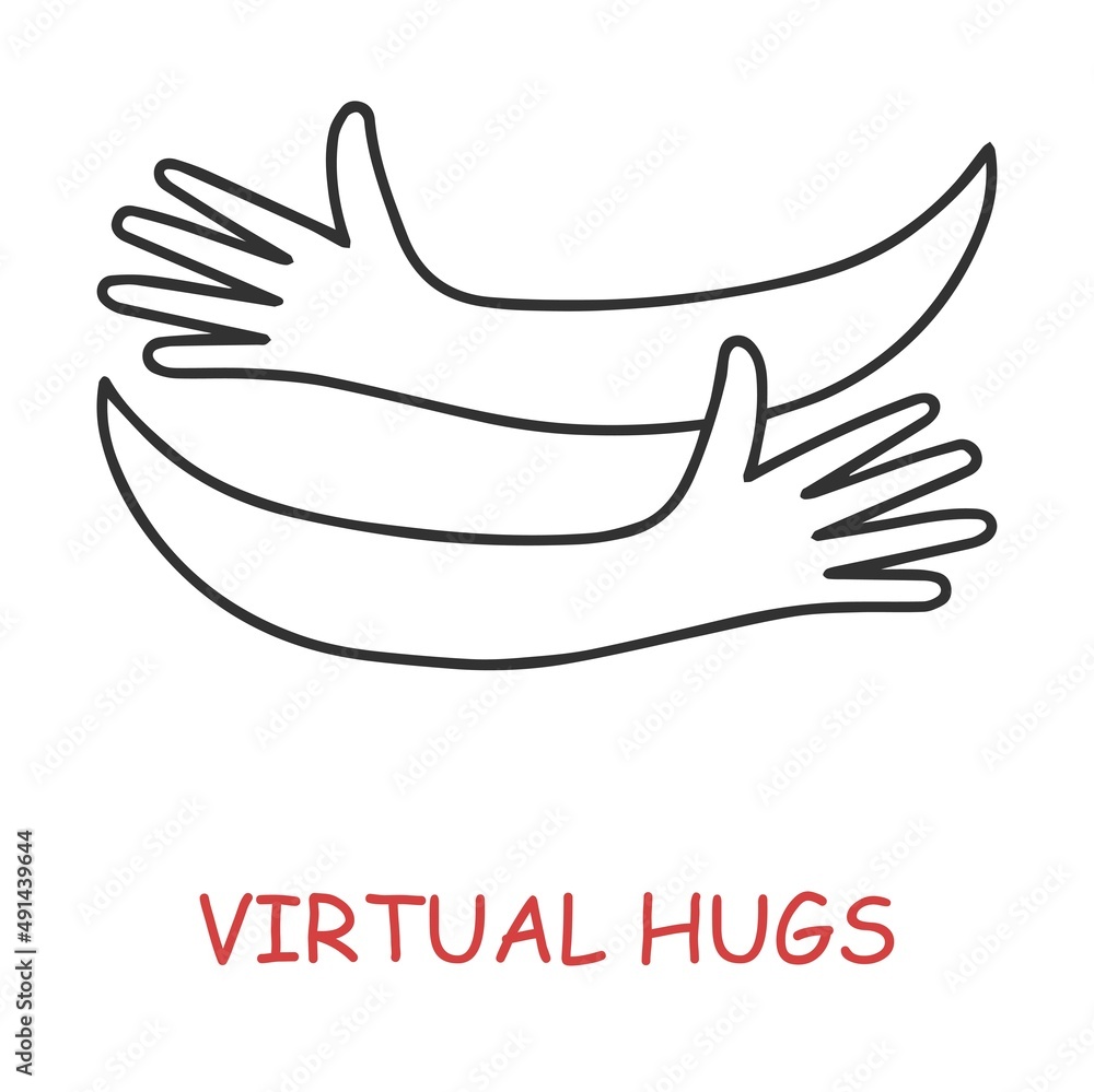 Obraz premium Virtual Hands hugged over white vector illustration