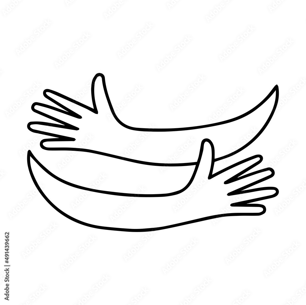 Hands hugged over white vector illustration Hands hugged over white vector illustration