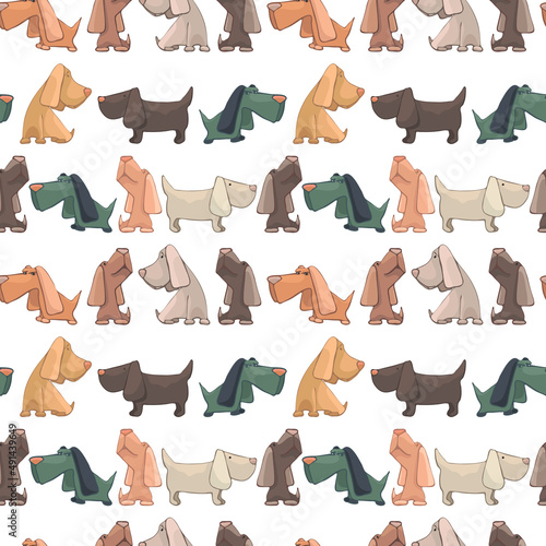 180_dog, cartoon_funny dogs, cartoons, colored pets on a white background, seamless pattern, puppies in a row