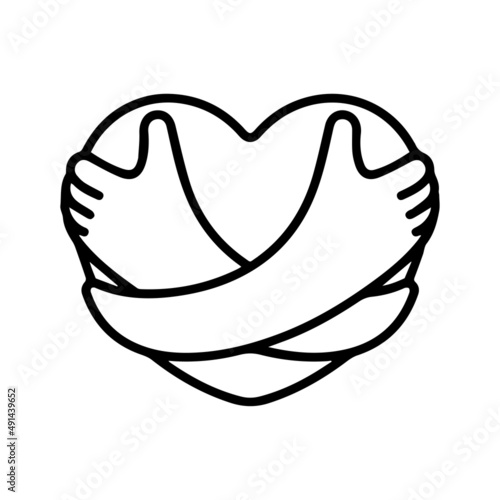 Hugging heart symbol.