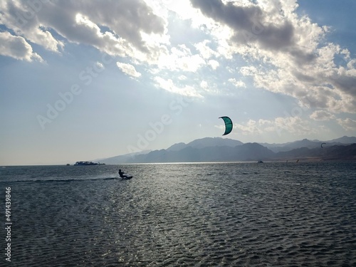 kite surfing on the sea