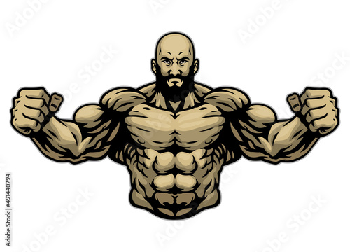 Hand Drawing of Muscle Bodybuilder