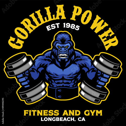Gorilla Bodybuilder mascot logo