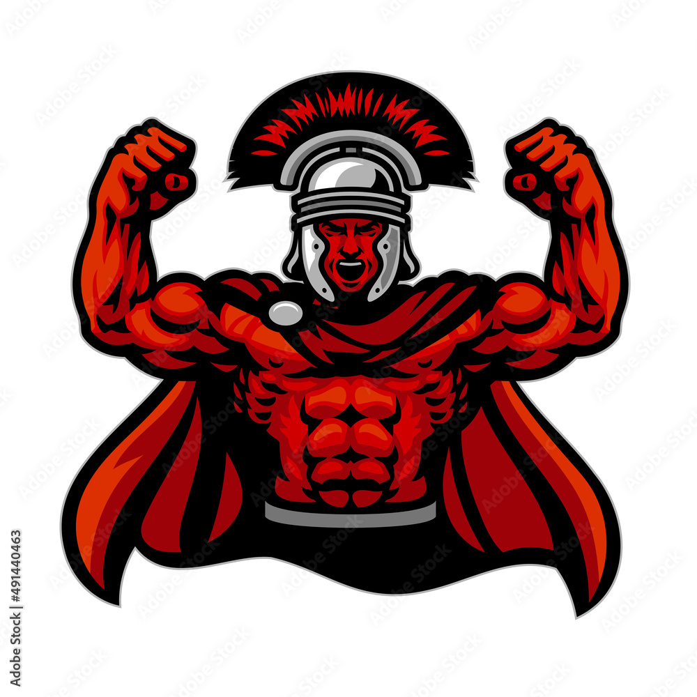 Wall Mural Roman Warrior Muscle Mascot