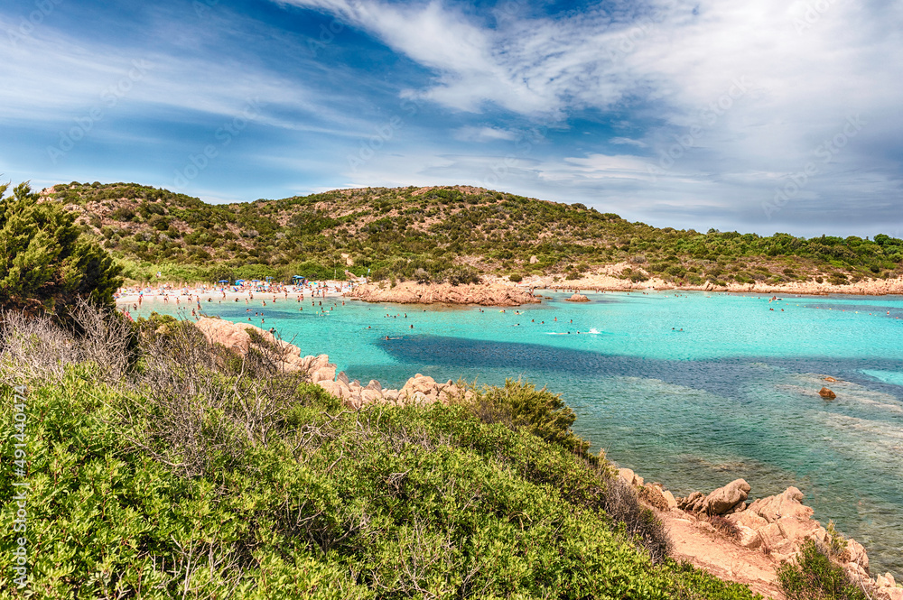 View over the scenic Spiaggia del Principe, Sardinia, Italy