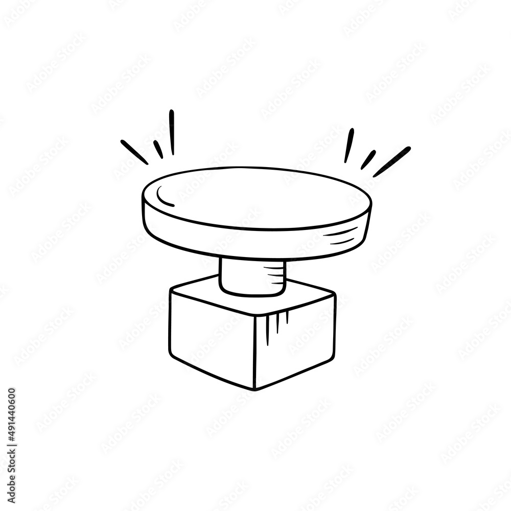 Button quiz in doodle style, hand drawn sketch. Press symbol icon in cartoon style, vector illuistration. Isolated element on white background for print and design. Push button for answer and bell Button quiz in doodle style, hand drawn sketch. Press symbol icon in cartoon style, vector illuistration. Isolated element on white background for print and design. Push button for answer and bell