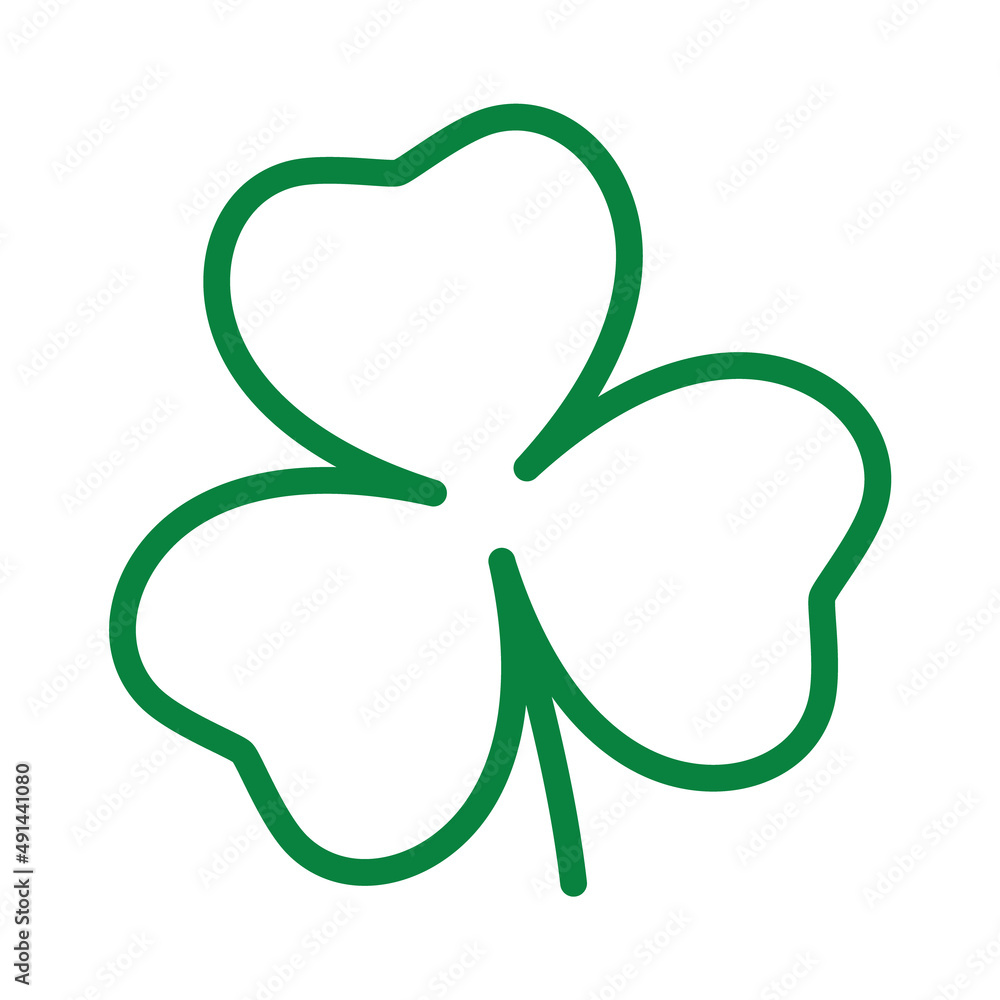 Green shamrock. Single emerald clover on a white background isolated. A symbol of Ireland. Decorative element for St. Patrick's Day design Green shamrock. Single emerald clover on a white background isolated. A symbol of Ireland. Decorative element for St. Patrick's Day design