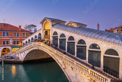 Venice, Italy at the Rialto Bridge over the Grand Canal