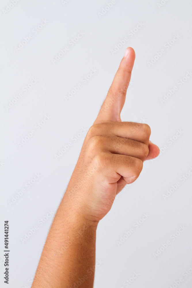 child waving forward on a white background.