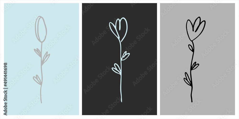 Decor printable art. Set of hand drawn flowers vector illustrations on abstract backgrounds for home interior design. Contemporary art for prints, posters, cards, textile Decor printable art. Set of hand drawn flowers vector illustrations on abstract backgrounds for home interior design. Contemporary art for prints, posters, cards, textile