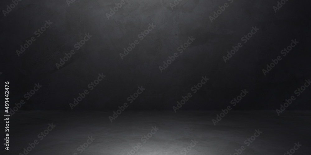Dark cement wall room studio background rough floor with soft light well editing montage display products and text present on empty free space backdrop Dark cement wall room studio background rough floor with soft light well editing montage display products and text present on empty free space backdrop