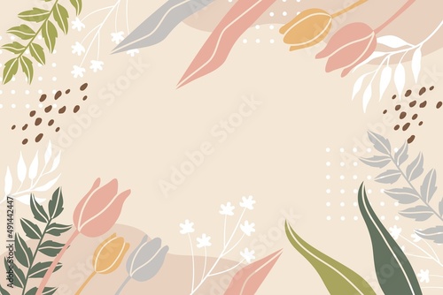Tulip Flower Flat Style Soft Color Background