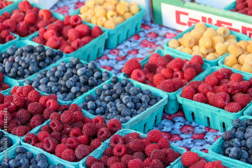 Fresh fruit in farmer's market in California